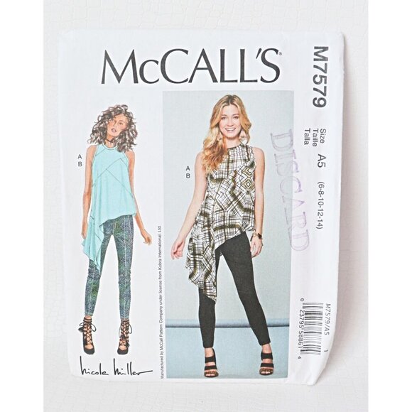 McCalls Sewing Pattern 7579 Misses' Asymmetrical Seam-Detail Top and Pants Size - Picture 1 of 3